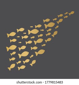 godlen fish shoal background- vector illustration