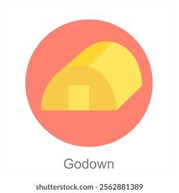 Godown and logistics icon concept