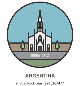 Godoy Cruz. Cities and towns in Argentina. Flat landmark