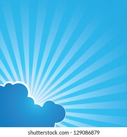 Godrays In The Sky - Light Beams From The Sun Behind Clouds - Decorative Vector Background