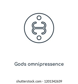 Gods omnipressence concept line icon. Linear Gods omnipressence concept outline symbol design. This simple element illustration can be used for web and mobile UI/UX.
