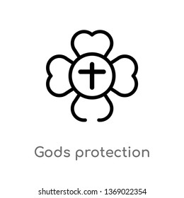 gods protection vector line icon. Simple element illustration. gods protection outline icon from zodiac concept. Can be used for web and mobile