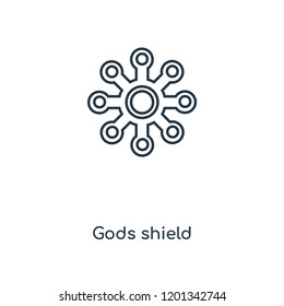 Gods shield concept line icon. Linear Gods shield concept outline symbol design. This simple element illustration can be used for web and mobile UI/UX.