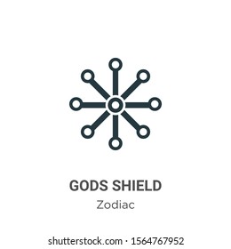 Gods shield vector icon on white background. Flat vector gods shield icon symbol sign from modern zodiac collection for mobile concept and web apps design.