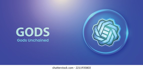 Gods Unchained GODS Gamefi token cryptocurrency coin banner vector concept design. 