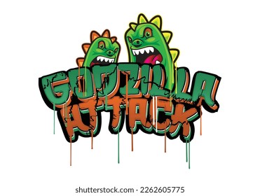 Godzilla attack Graffiti, Lettering, Typography logo