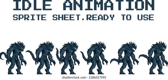 Godzilla pixel art character animation attack idle die lose sprite sheet game ready pixelated aseprite 