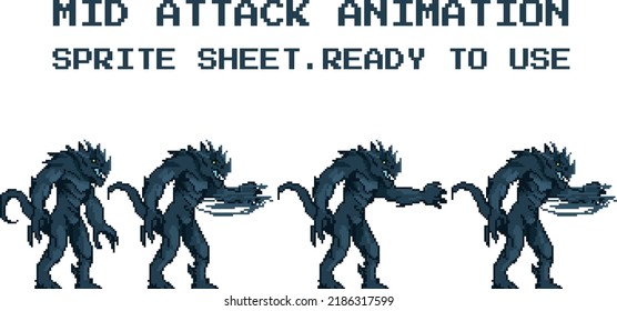 Animación de personaje de arte en píxeles Godzilla ataque al ocioso morir perder juego de hoja en blanco listo pixelado aseprite 