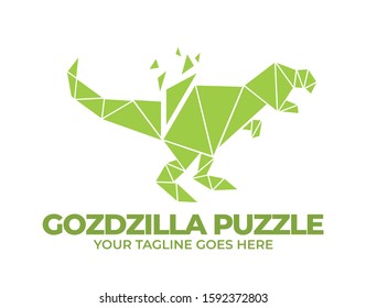 godzilla puzzle logo design vector