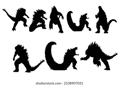 Godzilla Silhouette Vektorsymbol-Set