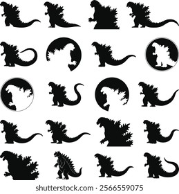 Godzilla Vector Silhouette For Print, Godzilla Clipart, Godzilla vector Illustration