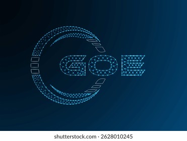 GOE Low-Poly-Buchstaben-Logo, Vektordesign. GOE Logodesign mit niedrigem Poly. Low-Poly-Logo