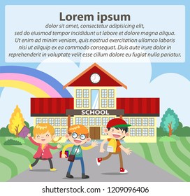 goes to school flat illustration vector