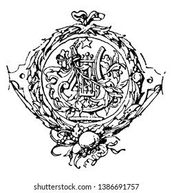 Goethe's Work Symbol from a title to an edition, it is an opposition invented by the romantics, vintage line drawing or engraving.
