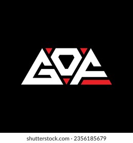 GOF triangle letter logo design with triangle shape. GOF triangle logo design monogram. GOF triangle vector logo template with red color. GOF triangular logo Simple, Elegant, and Luxurious design.