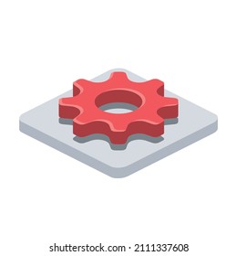 Gog gear on plate. Vector 3d line isometric, color web icons, new flat style. Creative design idea for infographics.
