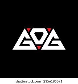 GOG triangle letter logo design with triangle shape. GOG triangle logo design monogram. GOG triangle vector logo template with red color. GOG triangular logo Simple, Elegant, and Luxurious design.