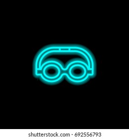 Goggles blue glowing neon ui ux icon. Glowing sign logo vector