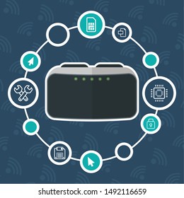 goggles digital gadgets technology icons vector illustration