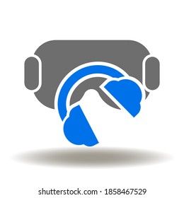 Vector de iconos de los protectores del oído de los gafas. Ilustración protectora de los esposos para los oídos. Logotipo del equipo de trabajo seguro.
