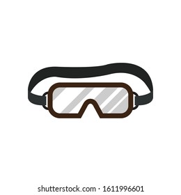 goggles icon in flat style isolated vector illustration on white transparent background. Snowboard goggles