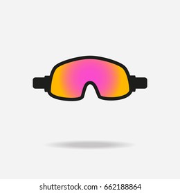 Goggles icon on white background. Winter sports equipment. Vector illustration.