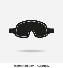 Goggles icon on white background. Winter sports equipment. Vector illustration.
