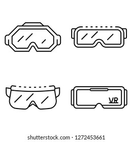 Goggles icon set. Outline set of goggles vector icons for web design isolated on white background