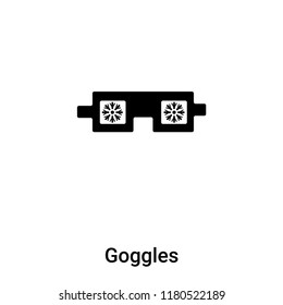 Goggles icon vector isolated on white background, logo concept of Goggles sign on transparent background, filled black symbol