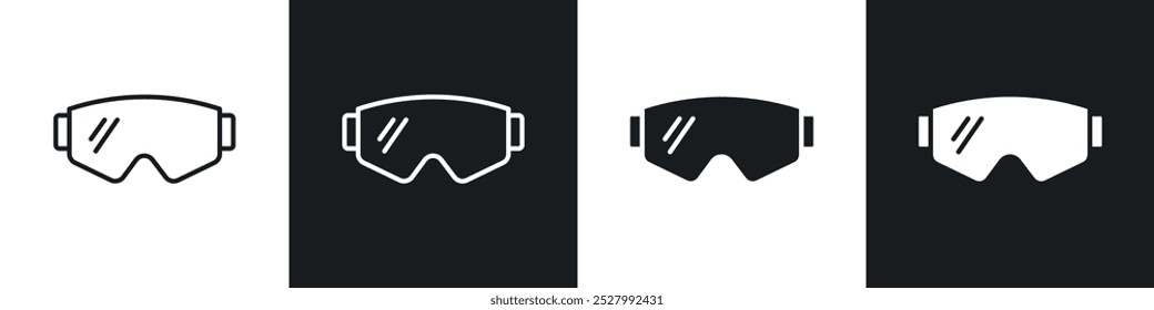 Conjunto de íconos de Vector de gafas negro relleno y estilo delineado.