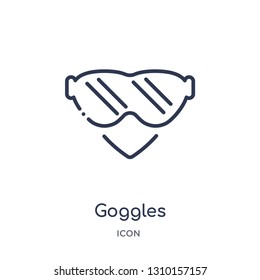 goggles icon from winter outline collection. Thin line goggles icon isolated on white background.