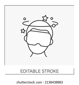  Goggles line icon. Dizziness in person in virtual glasses. Modern virtual technology. VR concept. Isolated vector illustration.Editable stroke