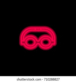 Goggles red glowing neon ui ux icon. Glowing sign logo vector