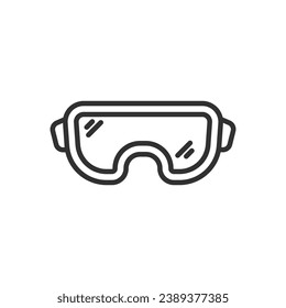 Goggles for skiing, linear icon. Sport goggles for snowboarding. Line with editable stroke