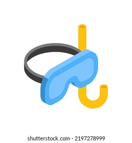 Goggles Snorkel Isometric Icon.vector Illustration