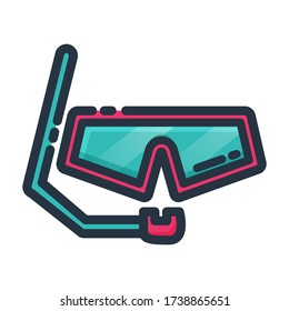 Goggles and Snorkel Vector Icon Outline Style