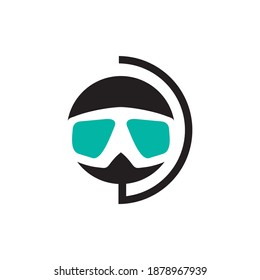 Goggles swim logo design vector template