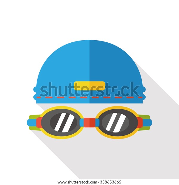 Goggles and swimming cap flat\
icon
