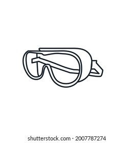 Gogles Icono de línea delgada ilustración de material. Un icono de un par de gafas.