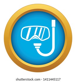 Goggles and tube for diving icon blue vector isolated on white background for any design
