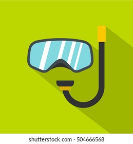 Goggles and tube for diving icon. Flat illustration of goggles and tube for diving vector icon for web