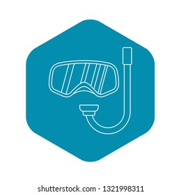 Goggles and tube for diving icon. Outline illustration of goggles and tube for diving vector icon for web