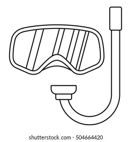 Goggles and tube for diving icon. Outline illustration of goggles and tube for diving vector icon for web