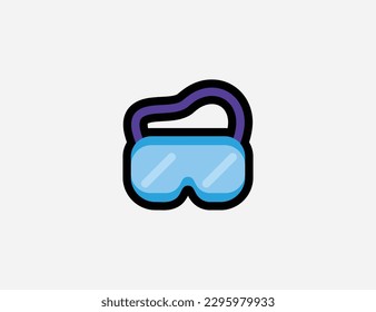 Icono vectorial de gafas. Gafas de snowboard. Ropa ocular protegida. Snorkeling. Ilustración de Emoji. Emoticono vectorial de protector ocular aislado