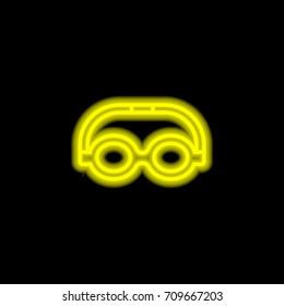 Goggles yellow glowing neon ui ux icon. Glowing sign logo vector