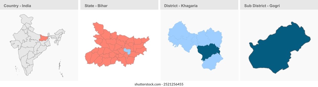 Mapa geográfico (Distrito de Munger, Estado de Bihar, República de la India), Distrito de Khagaria, Estado de Bihar, República de la India, Gobierno de Bihar, Territorio de la India, India oriental, política, aldea, turismo