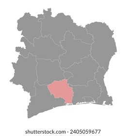 Goh Djiboua district map, administrative division of Ivory Coast. Vector illustration.