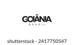 Goiania in the Brasil emblem for print and web. Design features geometric style, vector illustration with bold typography in modern font. Graphic slogan lettering isolated on white background.