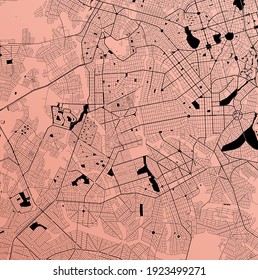Goiania, Goiás, Brazil (BRA) - Urban vector city map with parks, rail and roads, highways, minimalist town plan design poster, city center, downtown, transit network, gradient blueprint