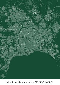 Goiania city Brazil municipality vector map. Green street map, municipality area, white lines. Urban skyline panorama for tourism.